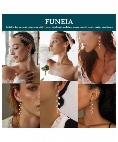 Statement Gold Pearl Earrings for Women Trendy 14K Gold Plated Dangle Earrings Elegant Formal Prom Wedding Bridal Long Big La...