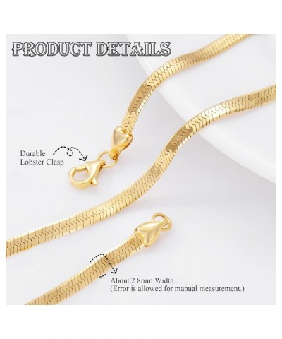 14k 18k Yellow Gold 5inch-36inch 1.5mm, 2.6mm, 2.8mm Herringbone Chain Snake Chain for Women, Gold Herringbone Chain, Durable...