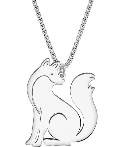 Stainless Steel Cute Arctic Fox Necklace Fashion Pendant 18k Gold Plated Animals Jewelry for Women Girls Charms Gifts Silver ...