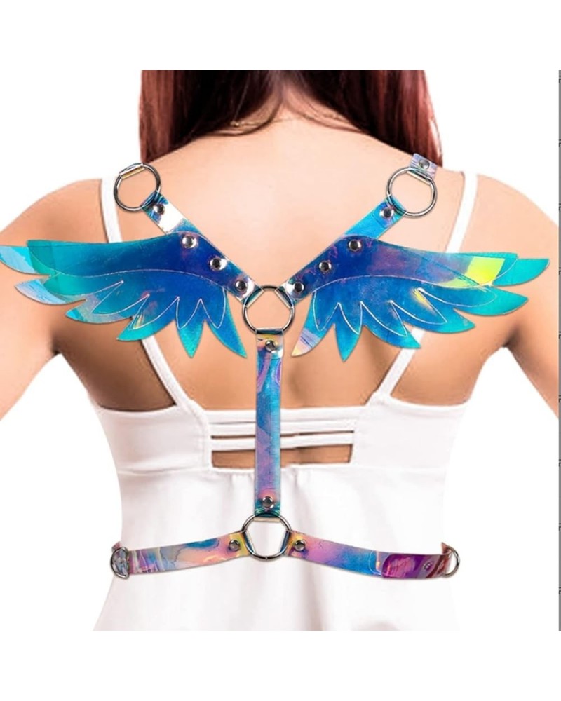 Punk Angel Wing Chest Body Harness Waist Belly Chain Belt Rave Jewelry Accessories Halloween Outfit Hologram $10.00 Body Jewelry