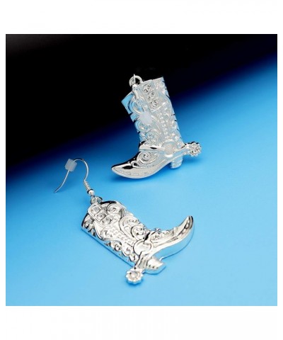 Western West Cowgirl Texas Boots Spur Dangle Drop Earrings Rodeo Boho Fancy Dress Costume Polish Silver $7.01 Earrings