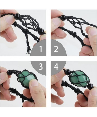 12 PCS Crystal Cage Necklace Holder Necklace Cord Empty Stone Holder Replacement Hand-Woven Necklace Cord with Adjustable Len...