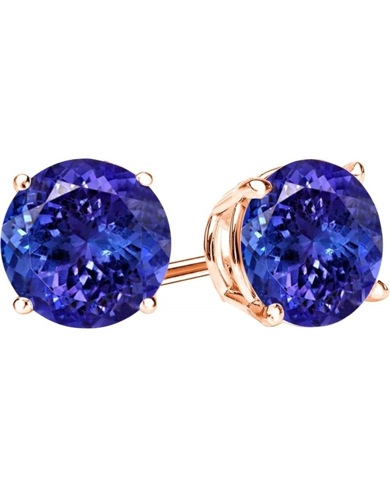 1/2-10 Carat Total Weight Natural Tanzanite Stud Earrings 4 Prong Push Back 10.01 Carat 14K Rose Gold $1.00 Earrings