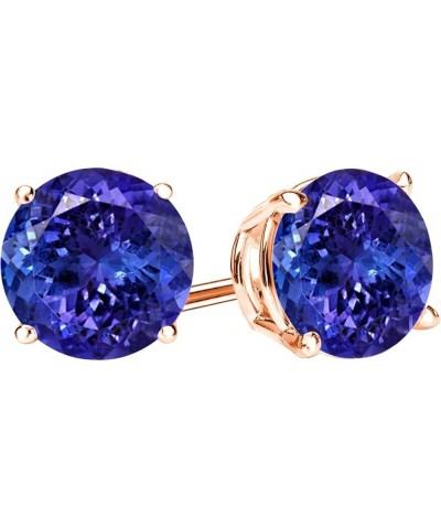 1/2-10 Carat Total Weight Natural Tanzanite Stud Earrings 4 Prong Push Back 10.01 Carat 14K Rose Gold $1.00 Earrings