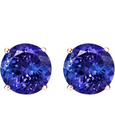 1/2-10 Carat Total Weight Natural Tanzanite Stud Earrings 4 Prong Push Back 10.01 Carat 14K Rose Gold $1.00 Earrings