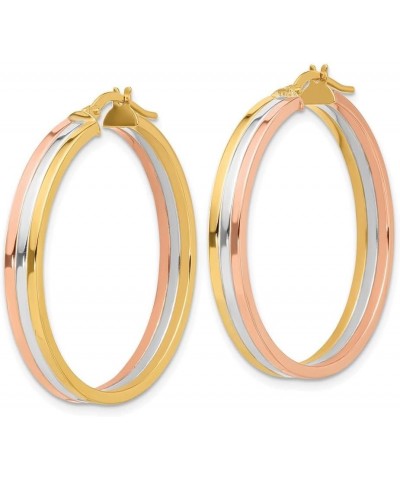 14K Tri-color Polished Three-row Left Right Hoop Earrings Jewelry for Women $277.33 Earrings