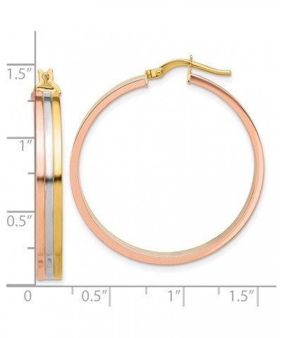 14K Tri-color Polished Three-row Left Right Hoop Earrings Jewelry for Women $277.33 Earrings