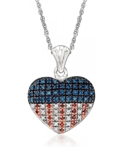 0.33 ct. t.w. Red, White and Blue Diamond American Flag Heart Pendant Necklace in Sterling Silver 20.0 Inches $80.04 Necklaces