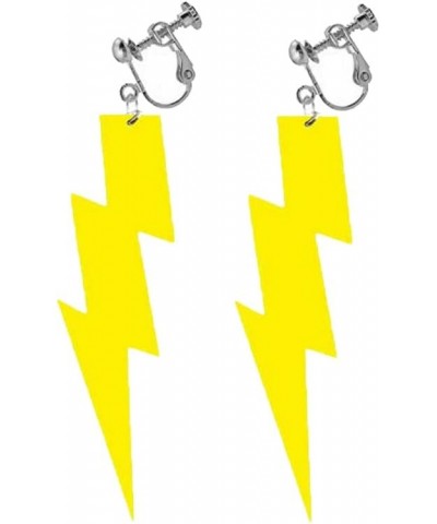 80S Neon Earrings Exaggerate Punk Lightning Bolt Clip on Earrings Halloween 1980s Party Non Pierced Clip Earrings for Women G...