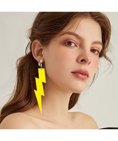 80S Neon Earrings Exaggerate Punk Lightning Bolt Clip on Earrings Halloween 1980s Party Non Pierced Clip Earrings for Women G...