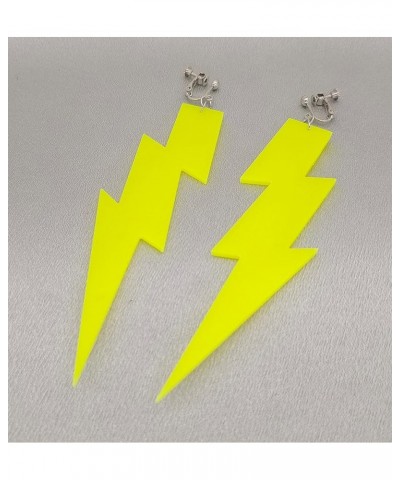 80S Neon Earrings Exaggerate Punk Lightning Bolt Clip on Earrings Halloween 1980s Party Non Pierced Clip Earrings for Women G...