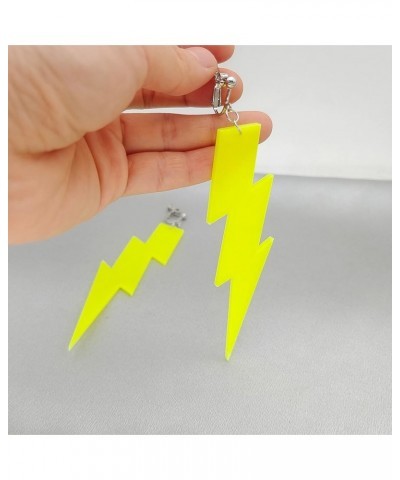 80S Neon Earrings Exaggerate Punk Lightning Bolt Clip on Earrings Halloween 1980s Party Non Pierced Clip Earrings for Women G...