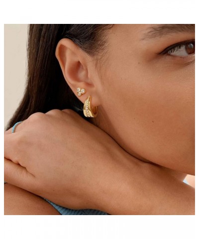 18K Gold Plated Huggie Earrings with Shining Cubic Zriconia Geometry Beads Star Hoop Earrings for Women Hoop CZ A $8.97 Earrings