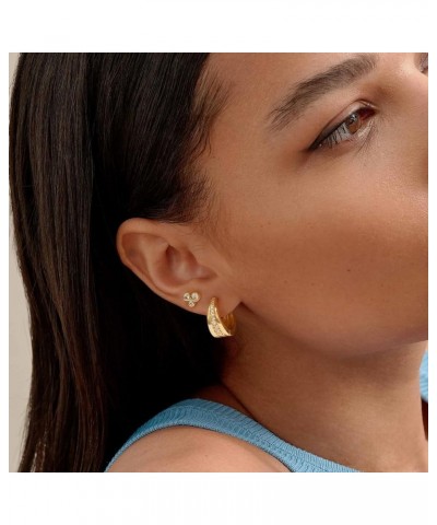 18K Gold Plated Huggie Earrings with Shining Cubic Zriconia Geometry Beads Star Hoop Earrings for Women Hoop CZ A $8.97 Earrings