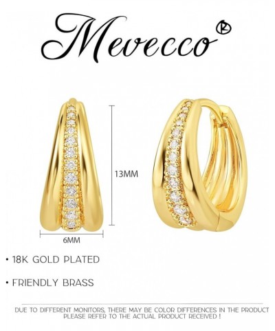 18K Gold Plated Huggie Earrings with Shining Cubic Zriconia Geometry Beads Star Hoop Earrings for Women Hoop CZ A $8.97 Earrings