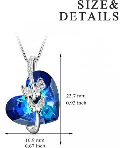 Sterling Silver Rose Flower Butterfly Necklaces for Women Crystals Pendant Jewelry Birthday Gift for Wife Girlfriend Girls Gr...