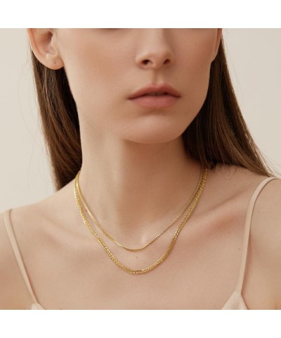 Herringbone Snake Necklace for Women, Daily Versatile Girl Gifts Jewelry，14k Gold Plated Box Chain Gold Plated $5.82 Necklaces