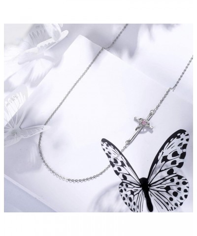 Cross 925 Sterling Silver Cubic Zirconia Necklace for Women with Chain Toggle Clasp Pendant First Communion Gifts for Girls F...