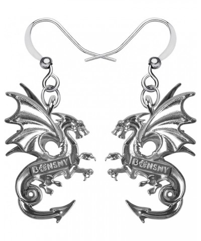 Enamel Alloy Dinosaur Fantasy Dragon Earrings Drop Dangle Unique Animal Jewelry For Women Girls Ocean Blue $7.64 Earrings