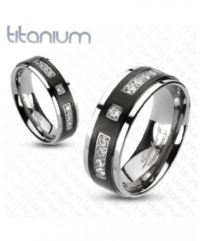 His and Her Stainless Steel 2.50 Carat Cubic Zirconia Bridal Set and Men's Titanium Wedding Band Women's Size 05 Men's Size 1...