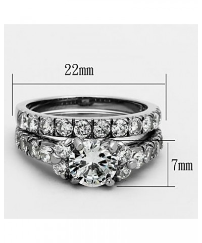 His and Her Stainless Steel 2.50 Carat Cubic Zirconia Bridal Set and Men's Titanium Wedding Band Women's Size 05 Men's Size 1...