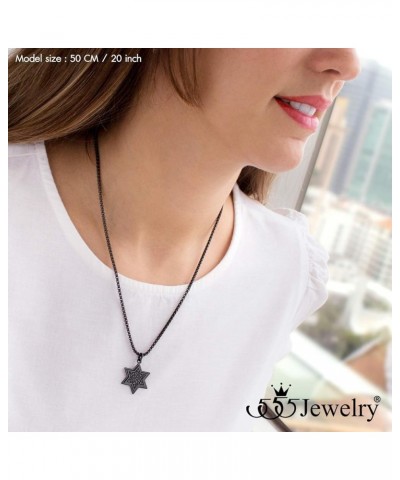 Stainless Steel Patterned Star of David Necklace for Men & Women, 16-24 Inch Box Chain Black 20 Inches $10.00 Necklaces