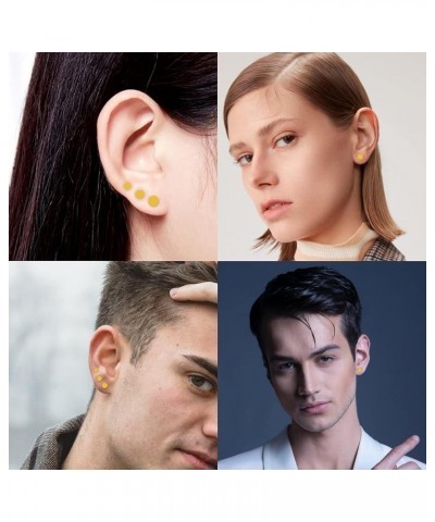 Titanium Flat Dot and Ball Stud Earrings Hypoallergenic for Women Men Girls Rose Gold/Gold/Silver/Black Round Disc Earrings 3...