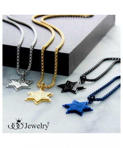 Stainless Steel Patterned Star of David Necklace for Men & Women, 16-24 Inch Box Chain Black 20 Inches $10.00 Necklaces