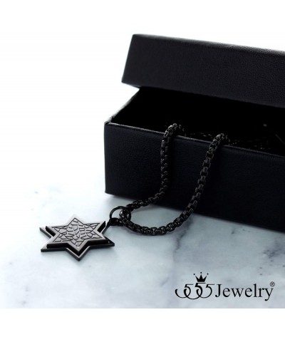 Stainless Steel Patterned Star of David Necklace for Men & Women, 16-24 Inch Box Chain Black 20 Inches $10.00 Necklaces