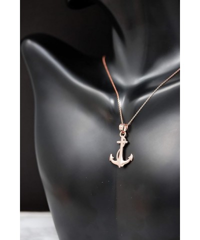 10k Anchor Nautical Rope Sailor Navy Charm Pendant Necklace 16.0 Inches Rose Gold $62.89 Necklaces