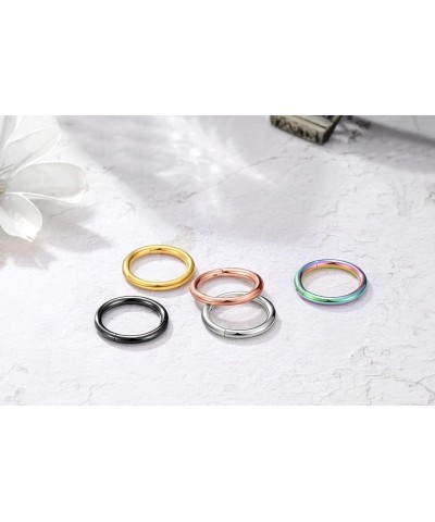 316L Surgical Steel Hinged Nose Rings Hoop 20G 18G 16G 14G, Diameter 6mm to 10mm, Color Gold - Rose Gold - Silver - Black - R...