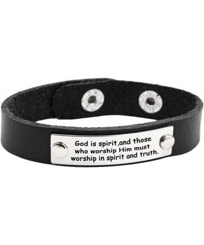 Inspirational-Love-Memorial-Motivational Leather Bracelets For Women/Men. God is spirit, and those who worship Him must worsh...
