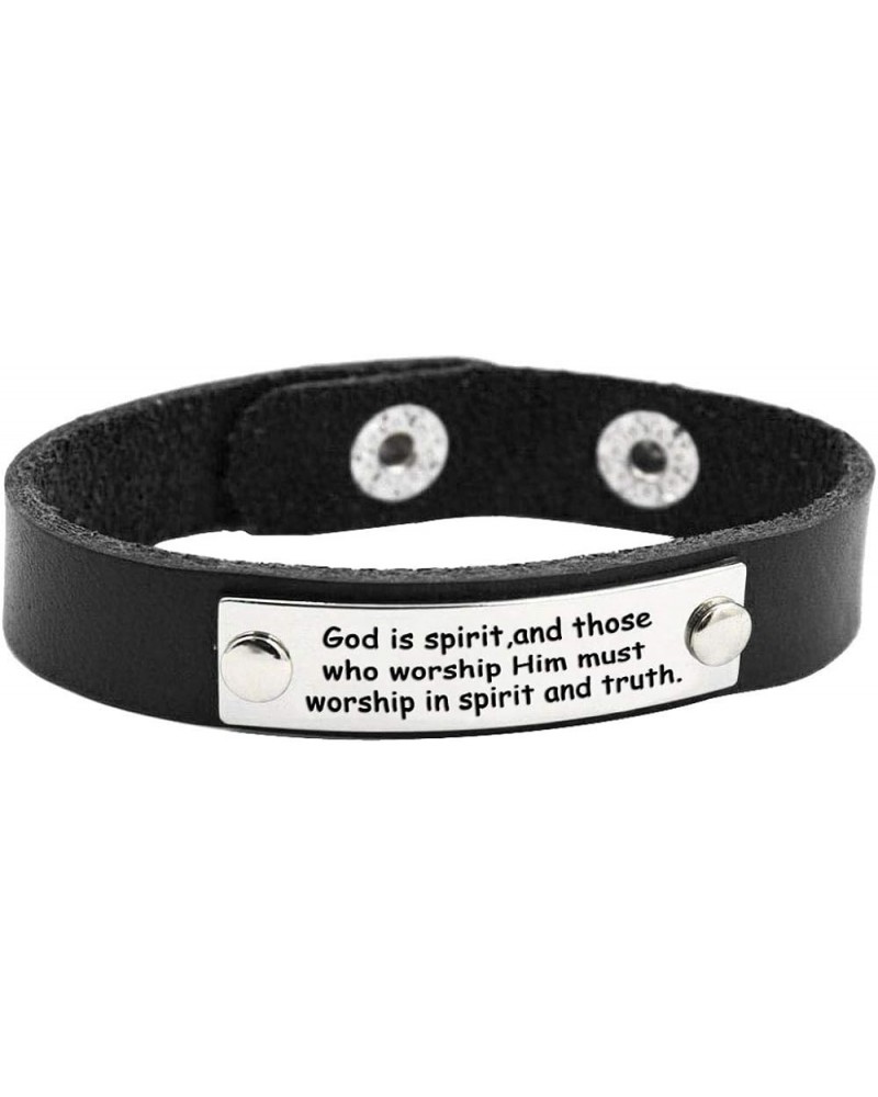 Inspirational-Love-Memorial-Motivational Leather Bracelets For Women/Men. God is spirit, and those who worship Him must worsh...