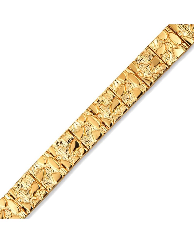 Solid 10k Gold Small Textured Nugget Bracelet Yellow Gold 7.5 Inches $211.47 Bracelets