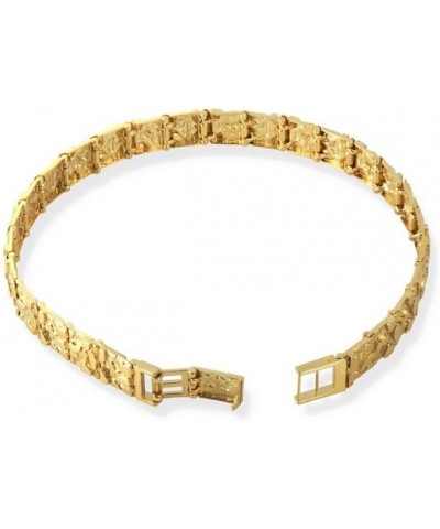 Solid 10k Gold Small Textured Nugget Bracelet Yellow Gold 7.5 Inches $211.47 Bracelets