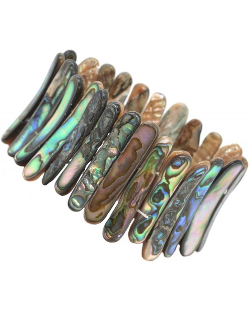 Abalone Shell Rainbow Wide Bangle Bracelet Beaded Oval Sticks Beads Strand 6.5 Inch Oval Stick $13.74 Bracelets