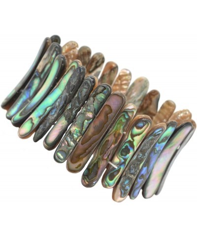 Abalone Shell Rainbow Wide Bangle Bracelet Beaded Oval Sticks Beads Strand 6.5 Inch Oval Stick $13.74 Bracelets