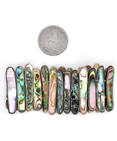 Abalone Shell Rainbow Wide Bangle Bracelet Beaded Oval Sticks Beads Strand 6.5 Inch Oval Stick $13.74 Bracelets