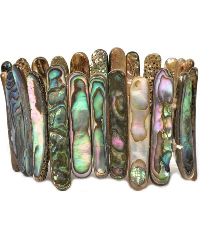 Abalone Shell Rainbow Wide Bangle Bracelet Beaded Oval Sticks Beads Strand 6.5 Inch Oval Stick $13.74 Bracelets