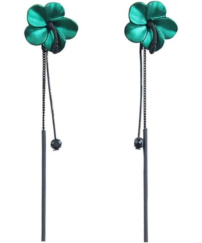 Trendy Red Green Poppy Flower Black Long Line Bar Tassel Earrings for Women Charm Drop Dangle Earring Jewelry Green $8.31 Ear...