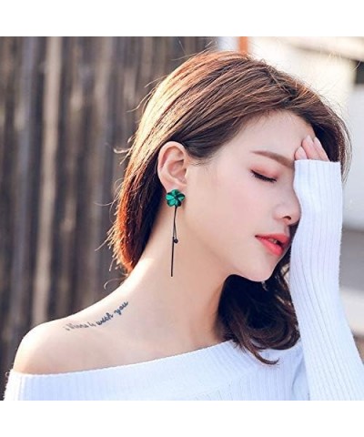 Trendy Red Green Poppy Flower Black Long Line Bar Tassel Earrings for Women Charm Drop Dangle Earring Jewelry Green $8.31 Ear...