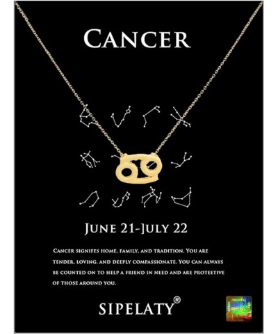 12 Constellation Zodiac Pendant Necklace Astrology Gold Tone Chain with Gold Message Card for Women Jewelry CANCER $7.07 Neck...