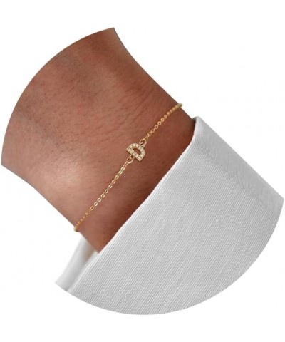 Classic minimalist Initial Bracelet For Women Girls,18k gold plated Link Chain Bracelet Dainty Cubic Zircon Letter Initial Br...