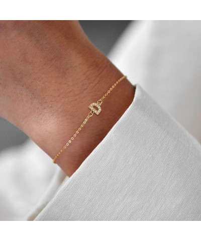 Classic minimalist Initial Bracelet For Women Girls,18k gold plated Link Chain Bracelet Dainty Cubic Zircon Letter Initial Br...