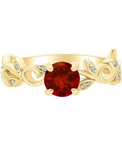 14k Yellow Gold Over Sterling Silver Leaf Filigree Engagement Ring Garnet $45.09 Rings