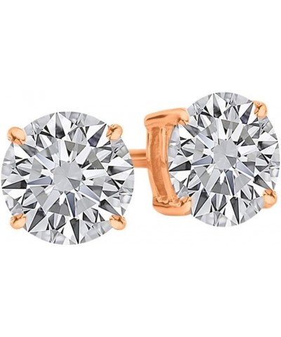 1/4-2 Carat Total Weight Round Diamond Stud Earrings 4 Prong Screw Back (H-I Color SI2-I1 Clarity) 3.01 Carat 14K Rose Gold $...