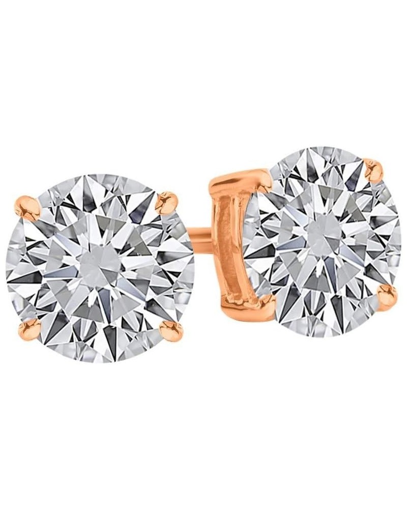 1/4-2 Carat Total Weight Round Diamond Stud Earrings 4 Prong Screw Back (H-I Color SI2-I1 Clarity) 3.01 Carat 14K Rose Gold $...