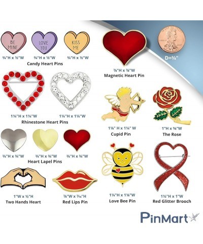PinMart's Valentine's Day Enamel Lapel Pins - Heart Pins and Love Themed Pins Gifts - Bulk Sizing Available Great for Valenti...