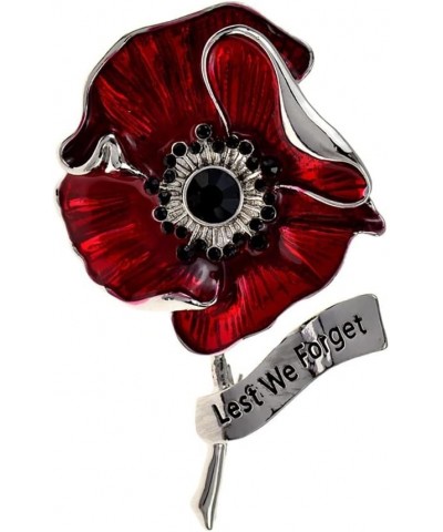 Poppy Flower Brooches for Women Lest We Forget Letter Red Enamel Pin Brooch brooches for Women (Color : Gold, Size : 1.96 inc...