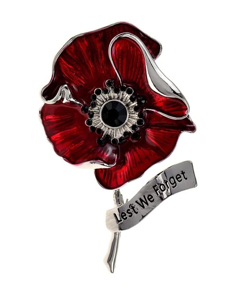 Poppy Flower Brooches for Women Lest We Forget Letter Red Enamel Pin Brooch brooches for Women (Color : Gold, Size : 1.96 inc...